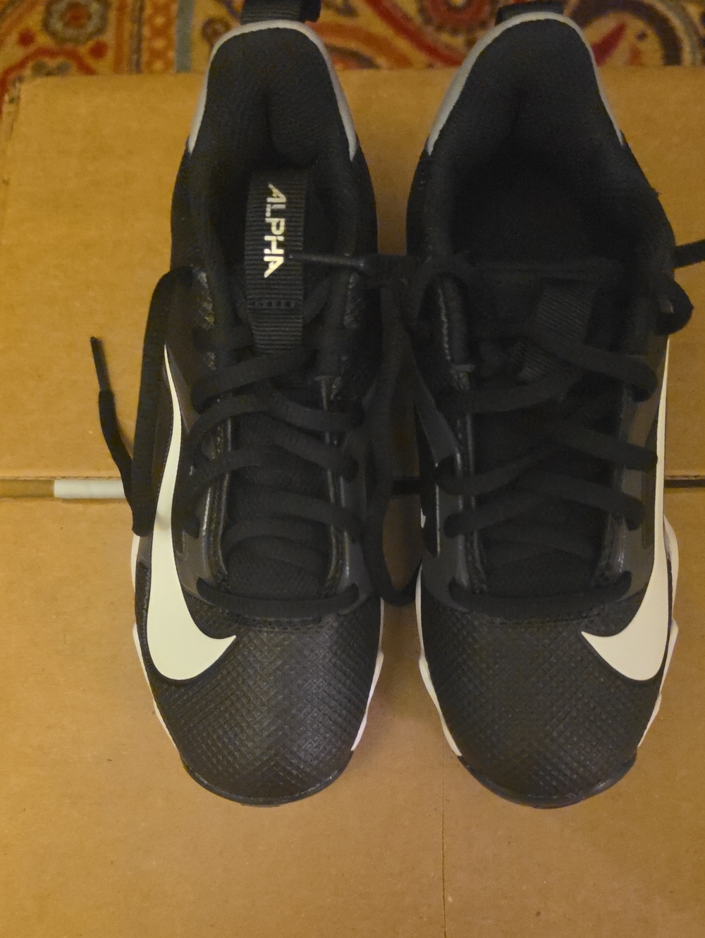 NWOT - Nike Black & White Boy's' Alpha Menace 4 Shark  Football Cleats